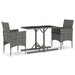 3 Piece Garden Dining Set Grey Tbixaib