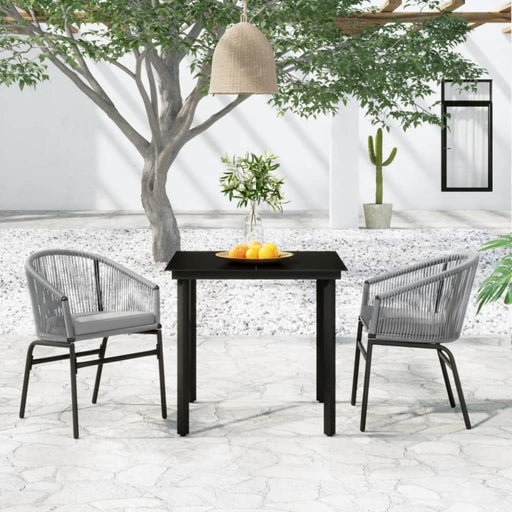 3 Piece Garden Dining Set Grey Tbkkxtt