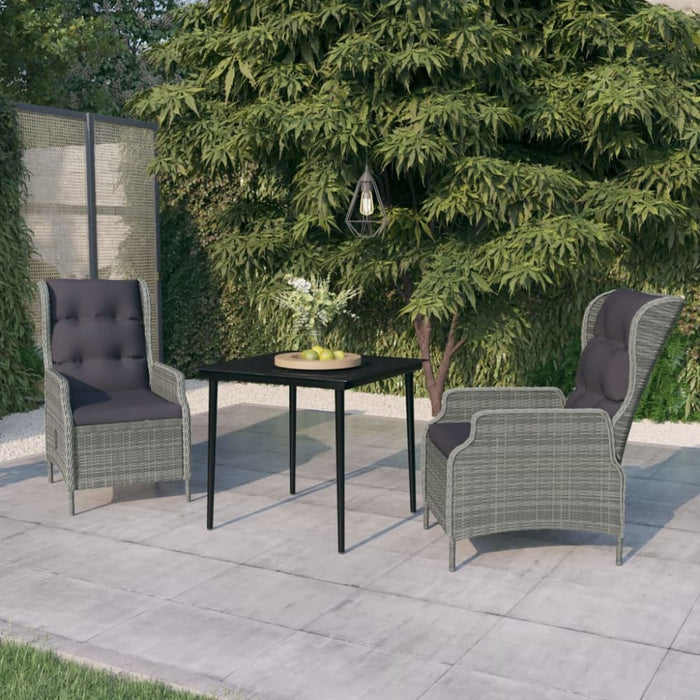 3 Piece Garden Dining Set Light Grey Tbkkllo