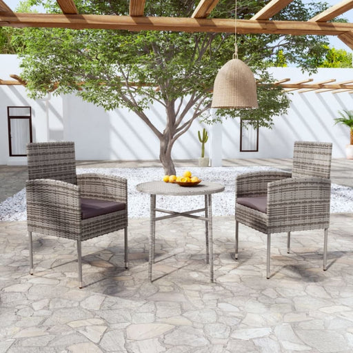 3 Piece Garden Dining Set Poly Rattan Anthracite Tbknbti