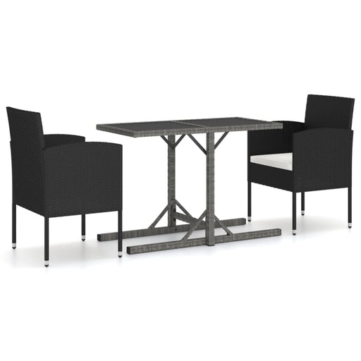 3 Piece Garden Dining Set Poly Rattan Black Tbioixl