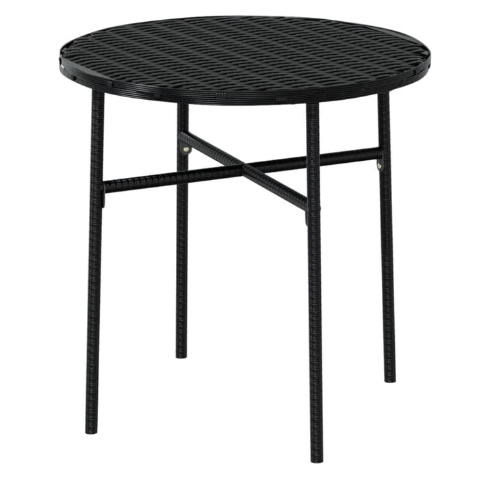 3 Piece Garden Dining Set Poly Rattan Black Tbknbtl