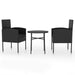 3 Piece Garden Dining Set Poly Rattan Black Tbknbtl