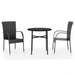 3 Piece Garden Dining Set Poly Rattan Black Tbknbxn