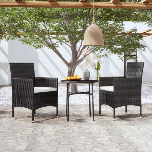 3 Piece Garden Dining Set Poly Rattan Black Tbknbxx