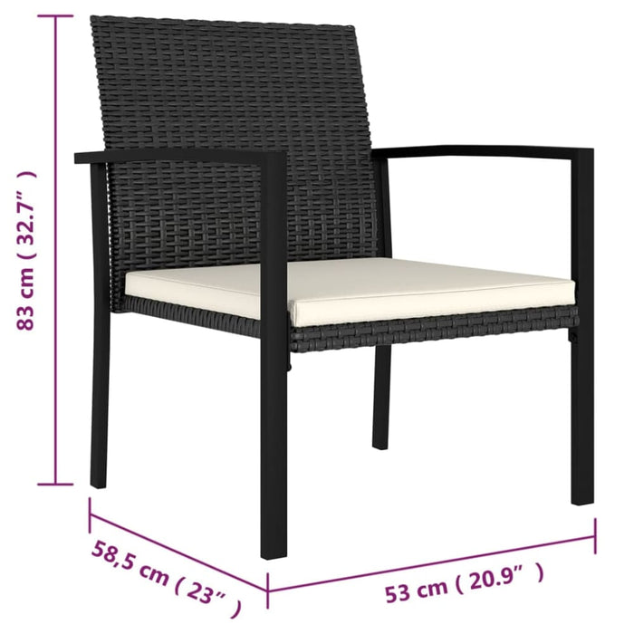 3 Piece Garden Dining Set Poly Rattan Black Tblpibp