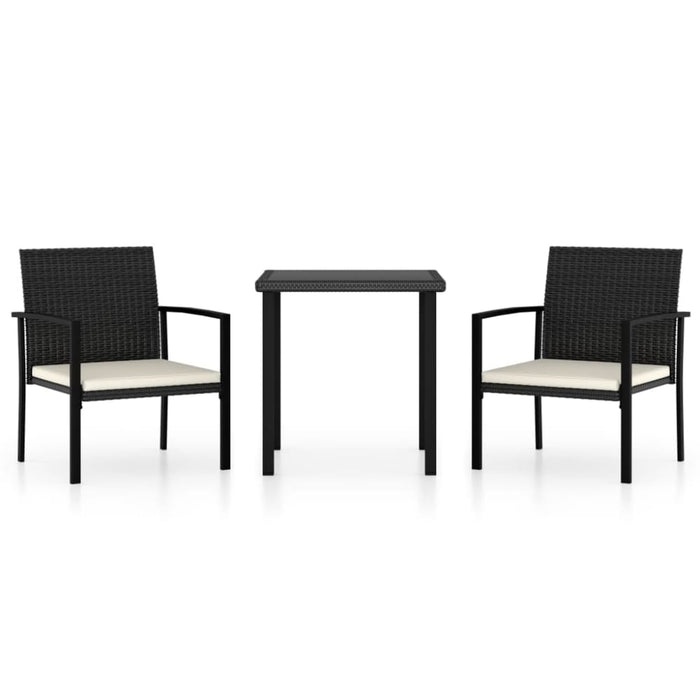 3 Piece Garden Dining Set Poly Rattan Black Tblpibp