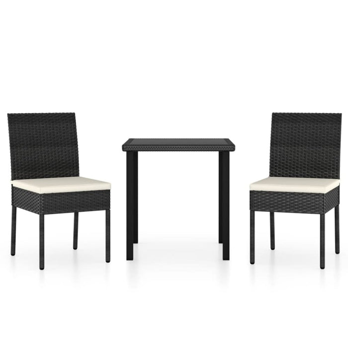 3 Piece Garden Dining Set Poly Rattan Black Tblplkt