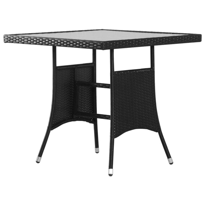 3 Piece Garden Dining Set Poly Rattan Black Tbpkaab