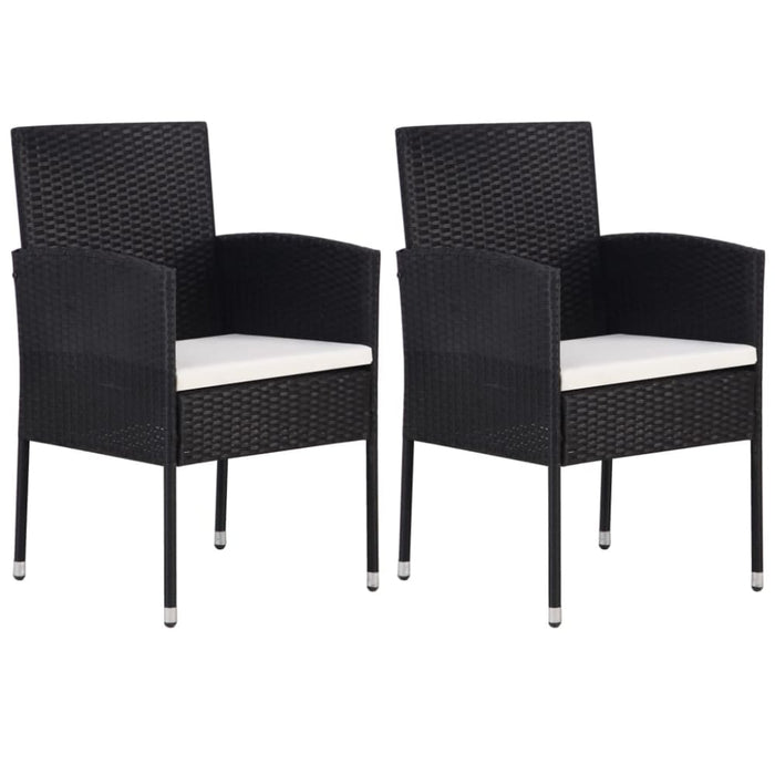 3 Piece Garden Dining Set Poly Rattan Black Tbpkaob