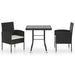 3 Piece Garden Dining Set Poly Rattan Black Tbpkaob