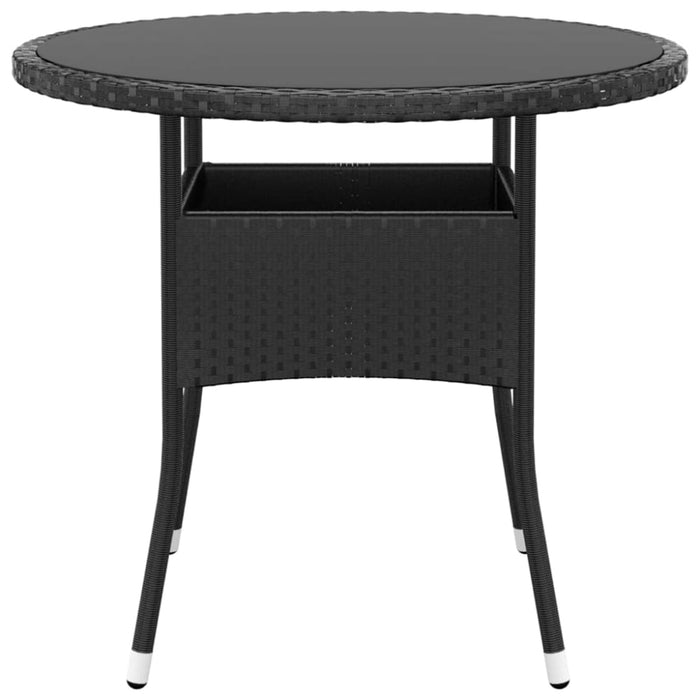 3 Piece Garden Dining Set Poly Rattan Black Tbpnain