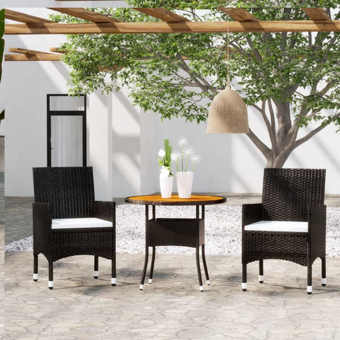 3 Piece Garden Dining Set Poly Rattan Black Tbpnanx