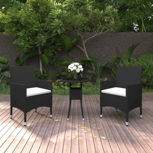 3 Piece Garden Dining Set Poly Rattan Black Tbpnapn