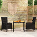 3 Piece Garden Dining Set Poly Rattan Black Tbpnpoo