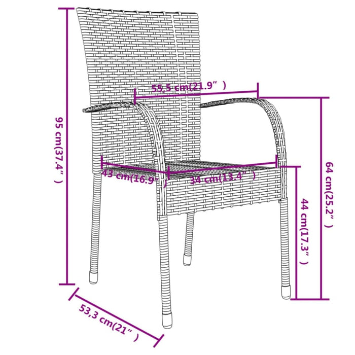 3 Piece Garden Dining Set Poly Rattan Brown Tbknbxi