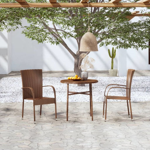 3 Piece Garden Dining Set Poly Rattan Brown Tbknbxi