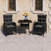 3 Piece Garden Dining Set Poly Rattan And Glass Black