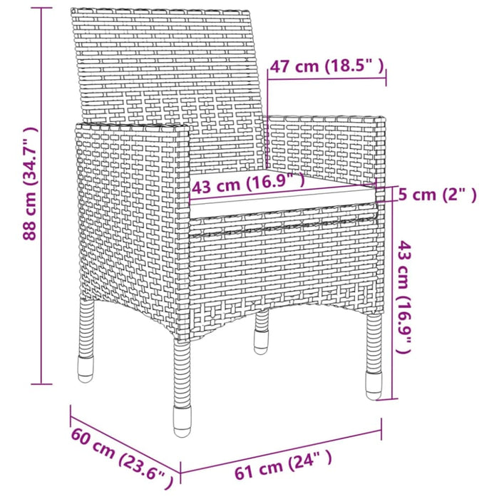 3 Piece Garden Dining Set Poly Rattan And Glass Tbkklik