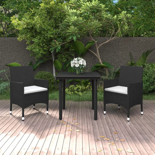 3 Piece Garden Dining Set Poly Rattan And Glass Tbkklik