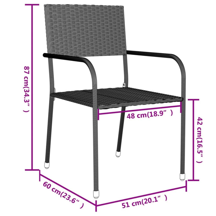 3 Piece Garden Dining Set Poly Rattan Grey Tbknbta