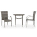 3 Piece Garden Dining Set Poly Rattan Grey Tbknbxk