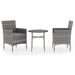 3 Piece Garden Dining Set Poly Rattan Grey Tbknbxt