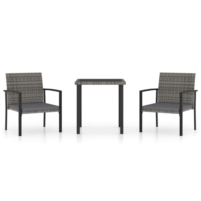 3 Piece Garden Dining Set Poly Rattan Grey Tblpioo