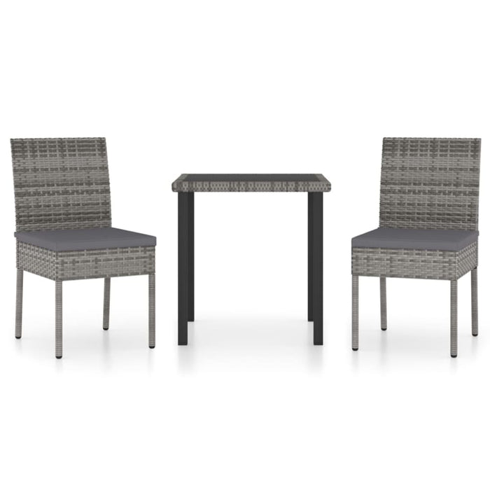 3 Piece Garden Dining Set Poly Rattan Grey Tblplkk