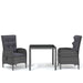 3 Piece Garden Dining Set Poly Rattan Grey Tbpnakn