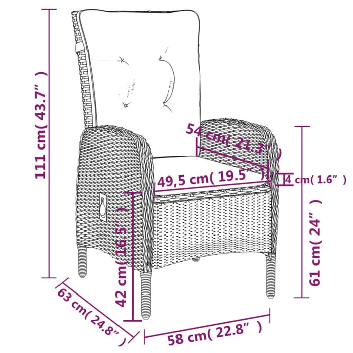 3 Piece Garden Dining Set Poly Rattan Grey Tbpnakn