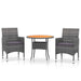 3 Piece Garden Dining Set Poly Rattan Grey Tbpnant