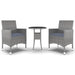 3 Piece Garden Dining Set Poly Rattan Grey Tbpnapk