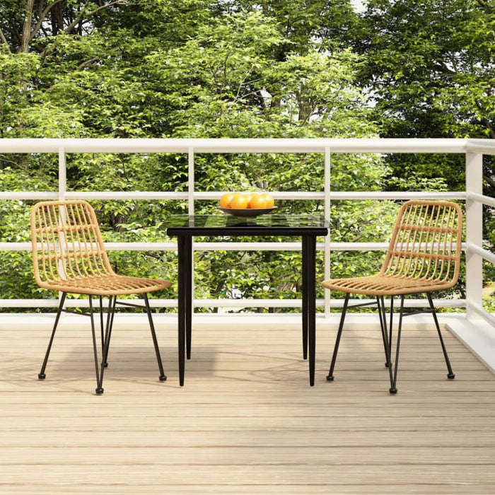 3 Piece Garden Dining Set Poly Rattan Topinit