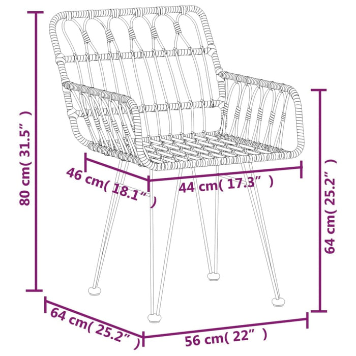 3 Piece Garden Dining Set Poly Rattan Topintt