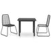 3 Piece Garden Dining Set Pvc Rattan Black Tblbotb