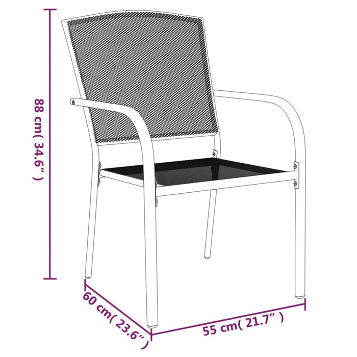 3 Piece Garden Dining Set Anthracite Steel Tonikli