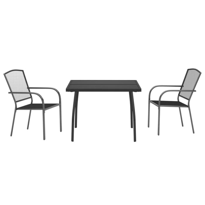 3 Piece Garden Dining Set Anthracite Steel Tonikli