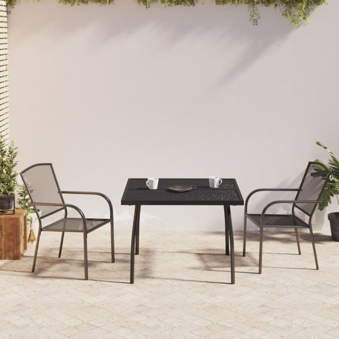 3 Piece Garden Dining Set Anthracite Steel Tonikli