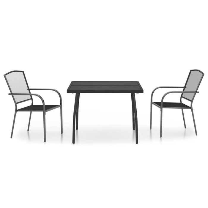 3 Piece Garden Dining Set Anthracite Steel Tonikli