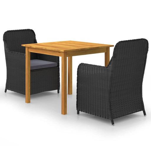 3 Piece Garden Dining Set Black Tbliixx