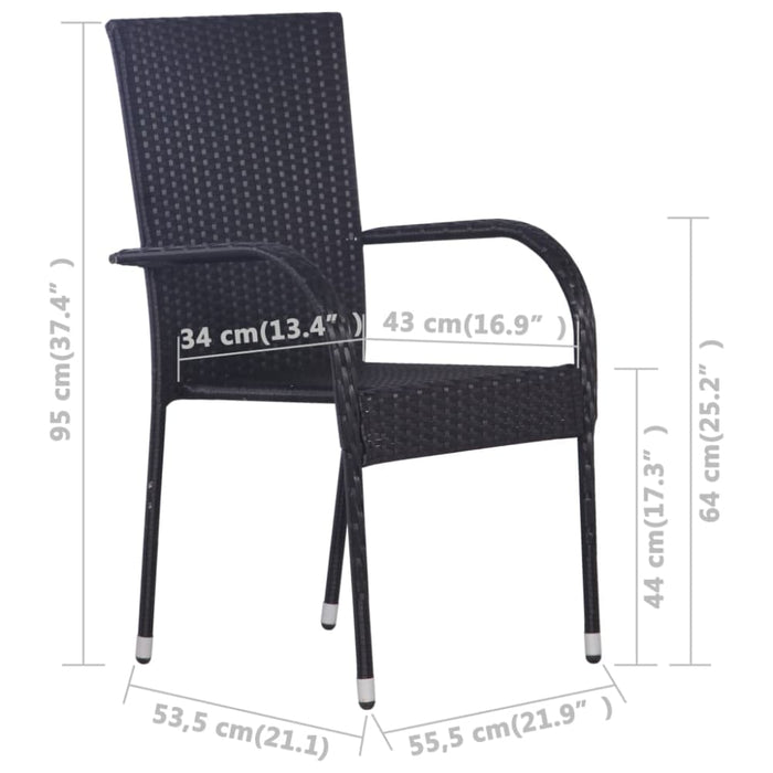 3 Piece Garden Dining Set Black Tblilkb