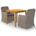 3 Piece Garden Dining Set Brown Tbliixt