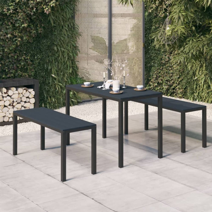 3 Piece Garden Dining Set Steel And Wpc Black Toiotk