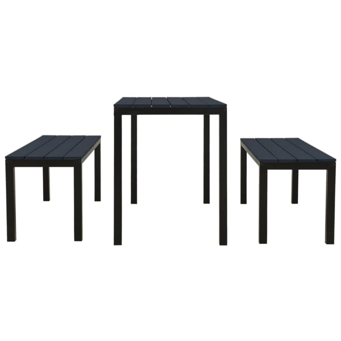 3 Piece Garden Dining Set Steel And Wpc Black Toiotk