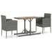 3 Piece Garden Dining Set Solid Acacia Wood & Poly Rattan