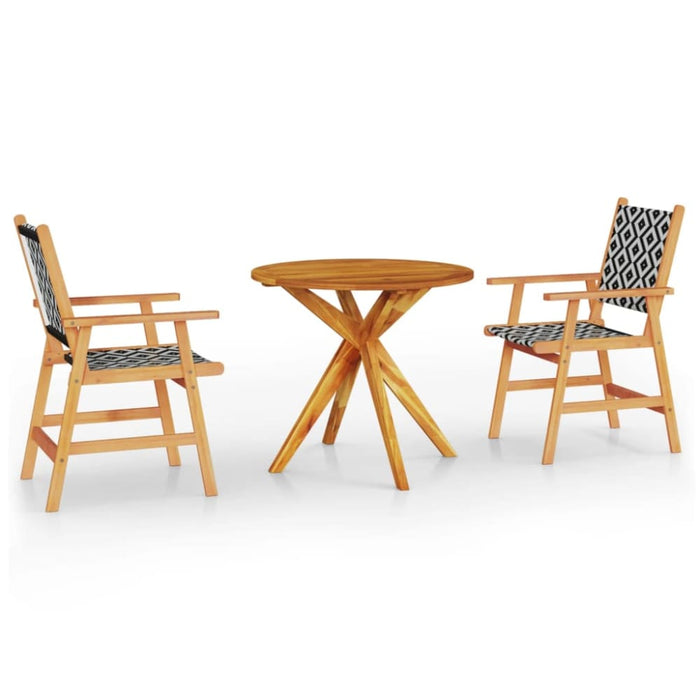 3 Piece Garden Dining Set Solid Wood Acacia Tbniotb