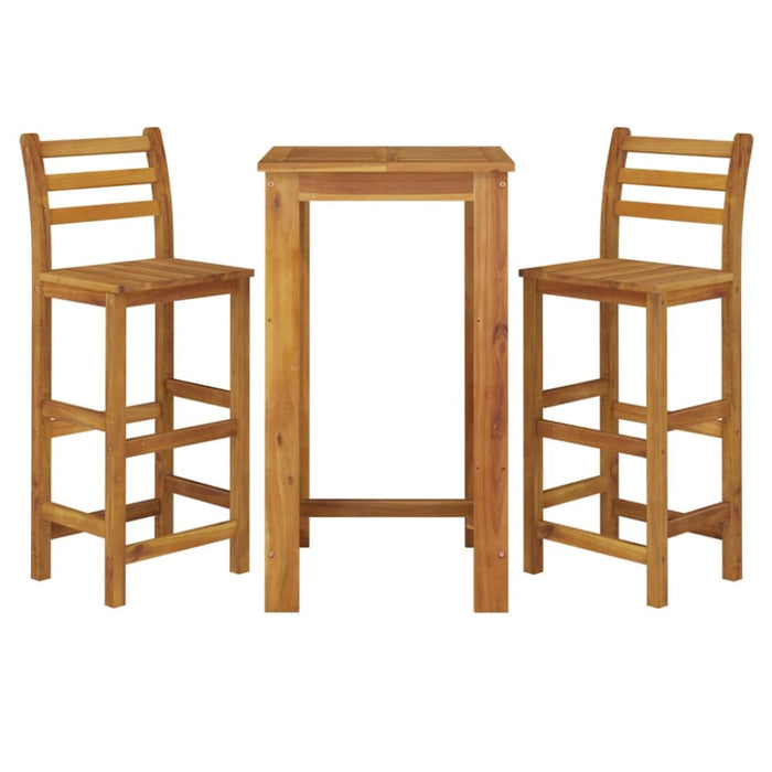 3 Piece Garden Dining Set Solid Wood Acacia Topatkb