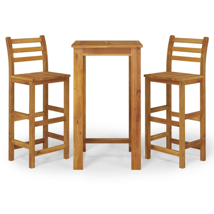 3 Piece Garden Dining Set Solid Wood Acacia Topatkb