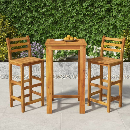 3 Piece Garden Dining Set Solid Wood Acacia Topatkb